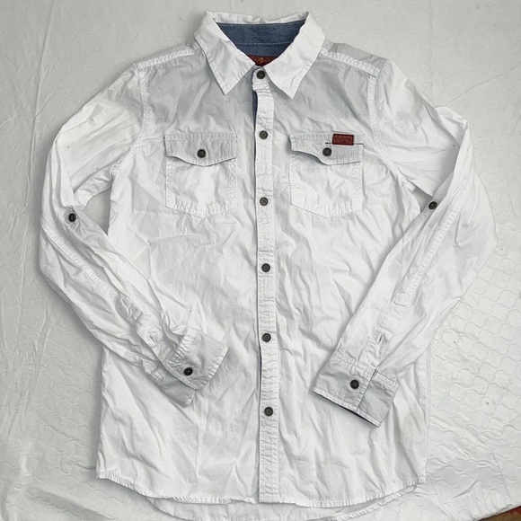 7 for all Mankind white roll sleeve button down shirt - Picture 2 of 9